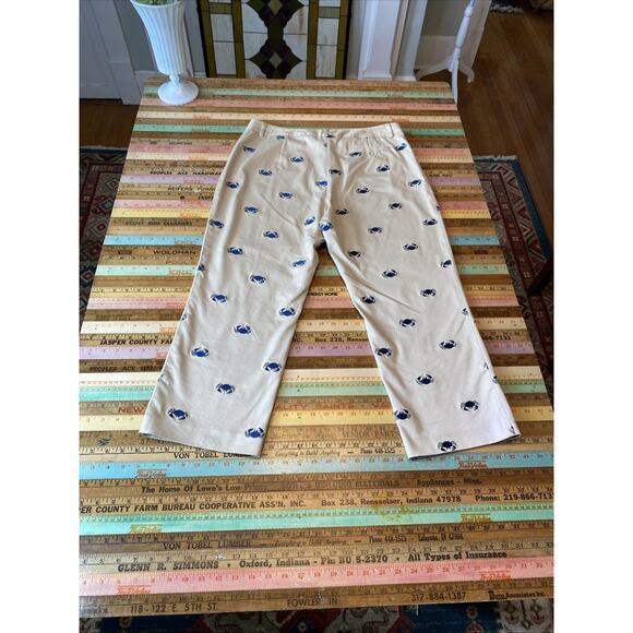 Lilly Pulitzer 12 Embroidered Crab Khaki Chino Pants Preppy Coastal Classic Crop - Picture 3 of 15